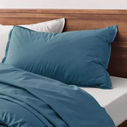 Lot de 2 taies d'oreiller en percale de coton - bleu figuerolles 50x70cm