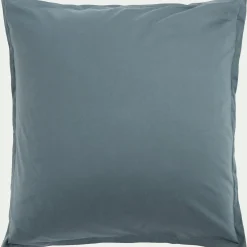 Lot de 2 taies d'oreillers en satin lavé de 65x65cm - bleu orage