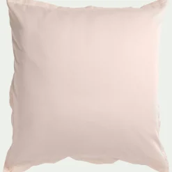 Lot de 2 taies d'oreillers en satin lavé de 65x65cm - rose pétale