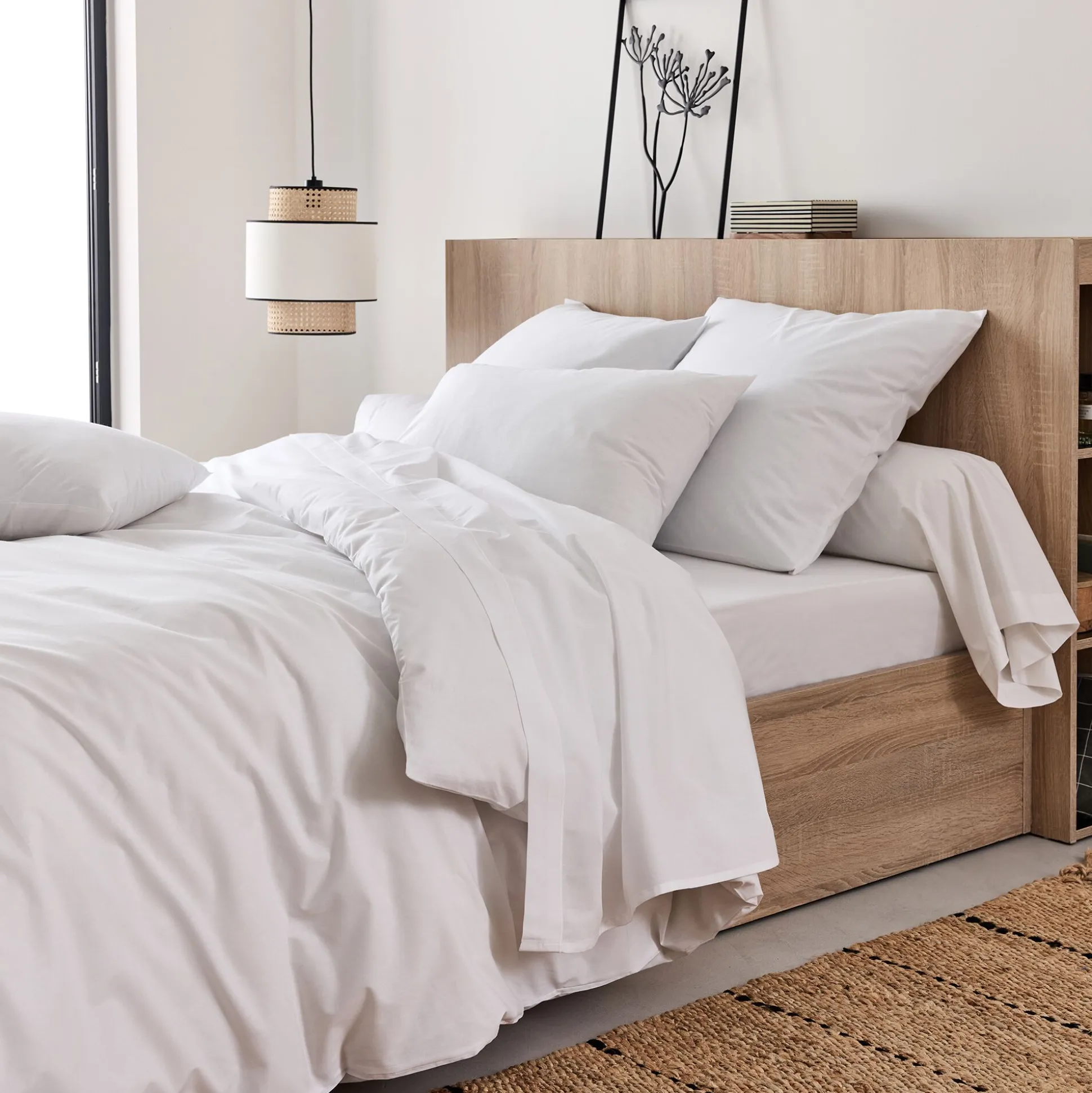 Lot de 2 taies oreiller en coton - blanc 65x65cm