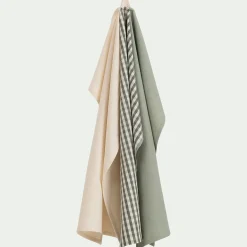 Lot de 3 torchons dépareillés en coton 50x70cm - bleu