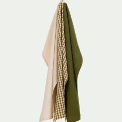 Lot de 3 torchons dépareillés en coton 50x70cm - vert