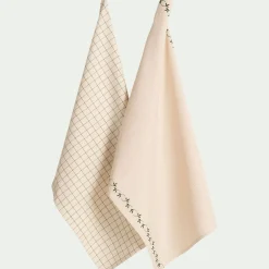 Lot de 2 torchons en coton à motifs 50x70cm - vert mousse