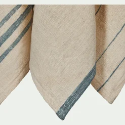 Lot de 3 torchons en coton beige et bleu