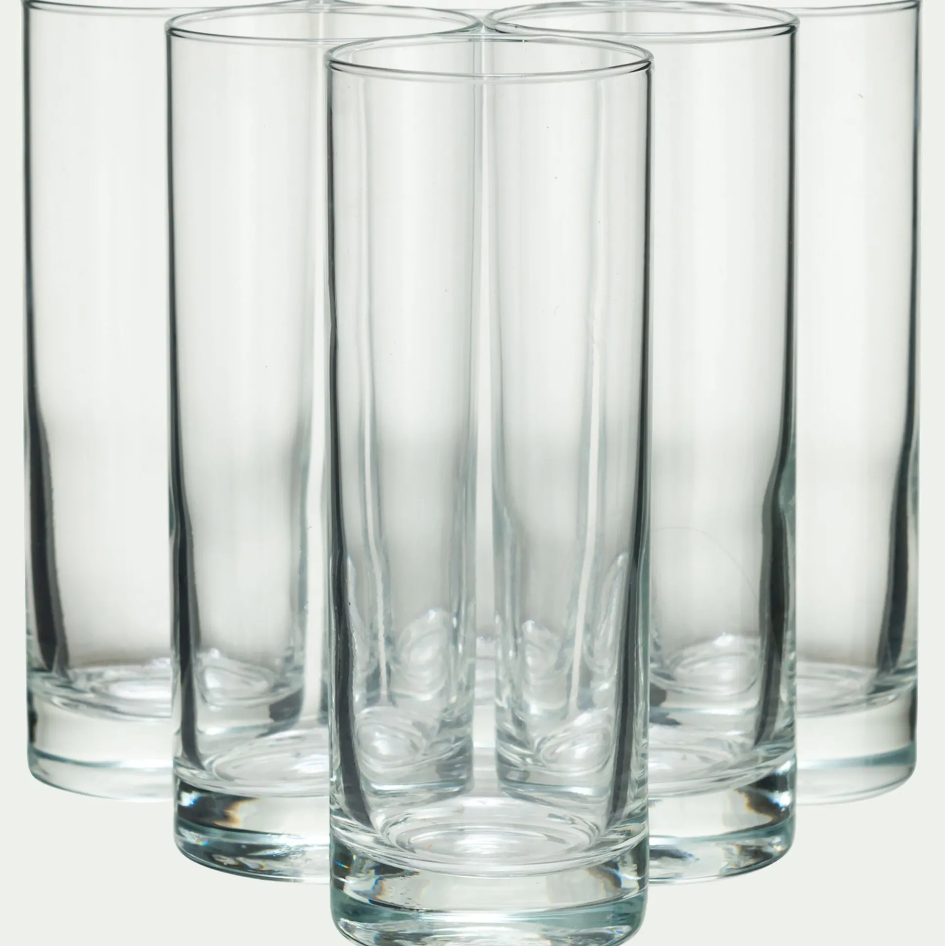 Lot de 6 verres à eau forme tube en verre 22cl - transparent
