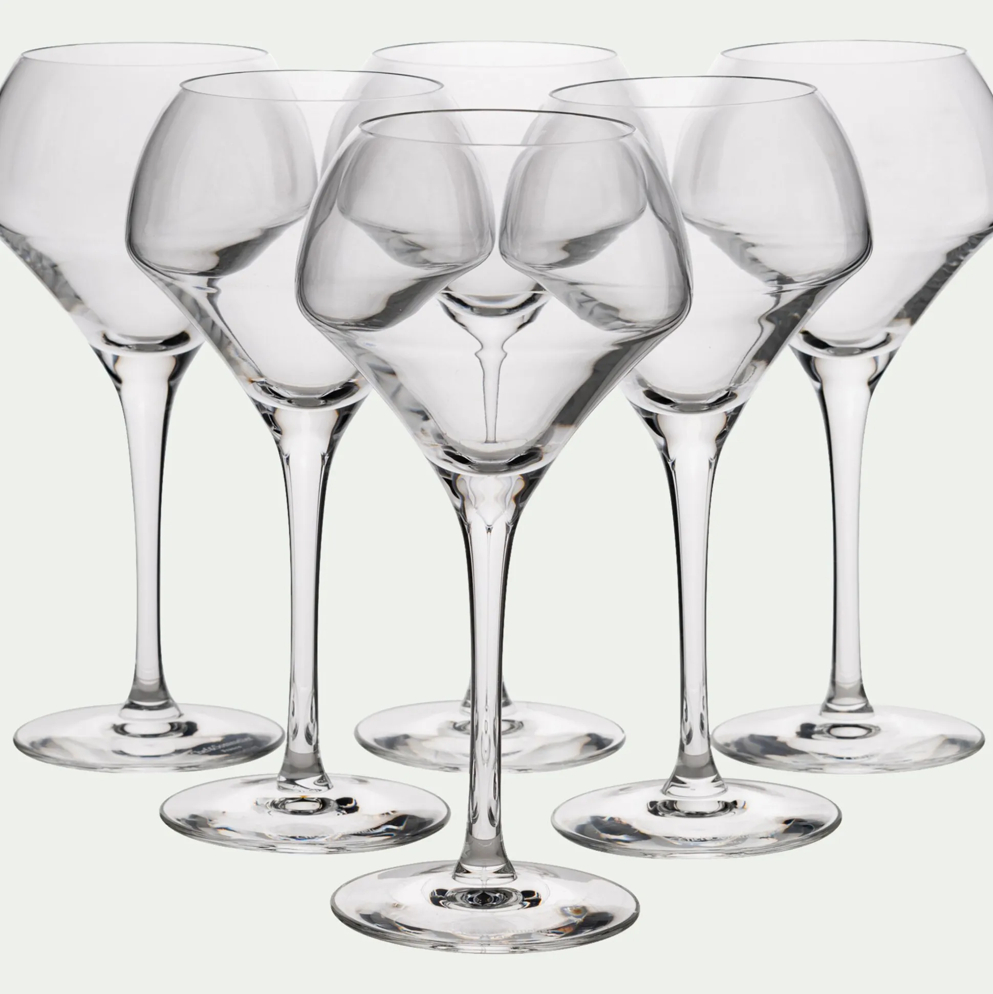 Lot de 6 verres à pied en cristallin 37cl - transparent