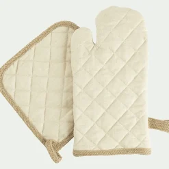 Lot de manique et gant de cuisine - beige