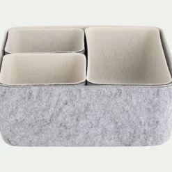 Lot de paniers de rangement en feutrine - gris