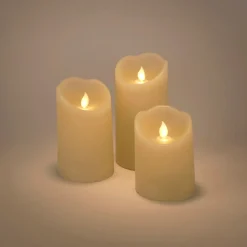 Lot de trois bougies à LED H26cm - blanc