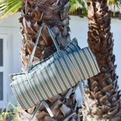Matelas de plage transportable à rayures - vert