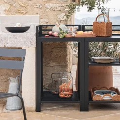 Meuble d'angle de cuisine extérieure en métal - noir