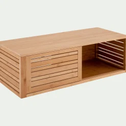 Meuble sous vasque murale en bambou L95xl40xH30cm - bois clair