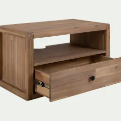 Meuble sous vasque simple mural en acacia L80cm - bois clair