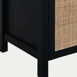 Meuble sous-vasque double en bois de cèdre et 2 portes en cannage - L120cm