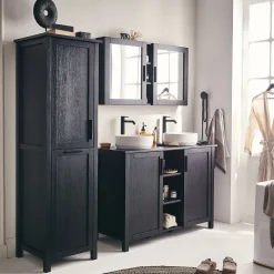 Meuble sous-vasque double et 2 portes en bois de cèdre - L120cm