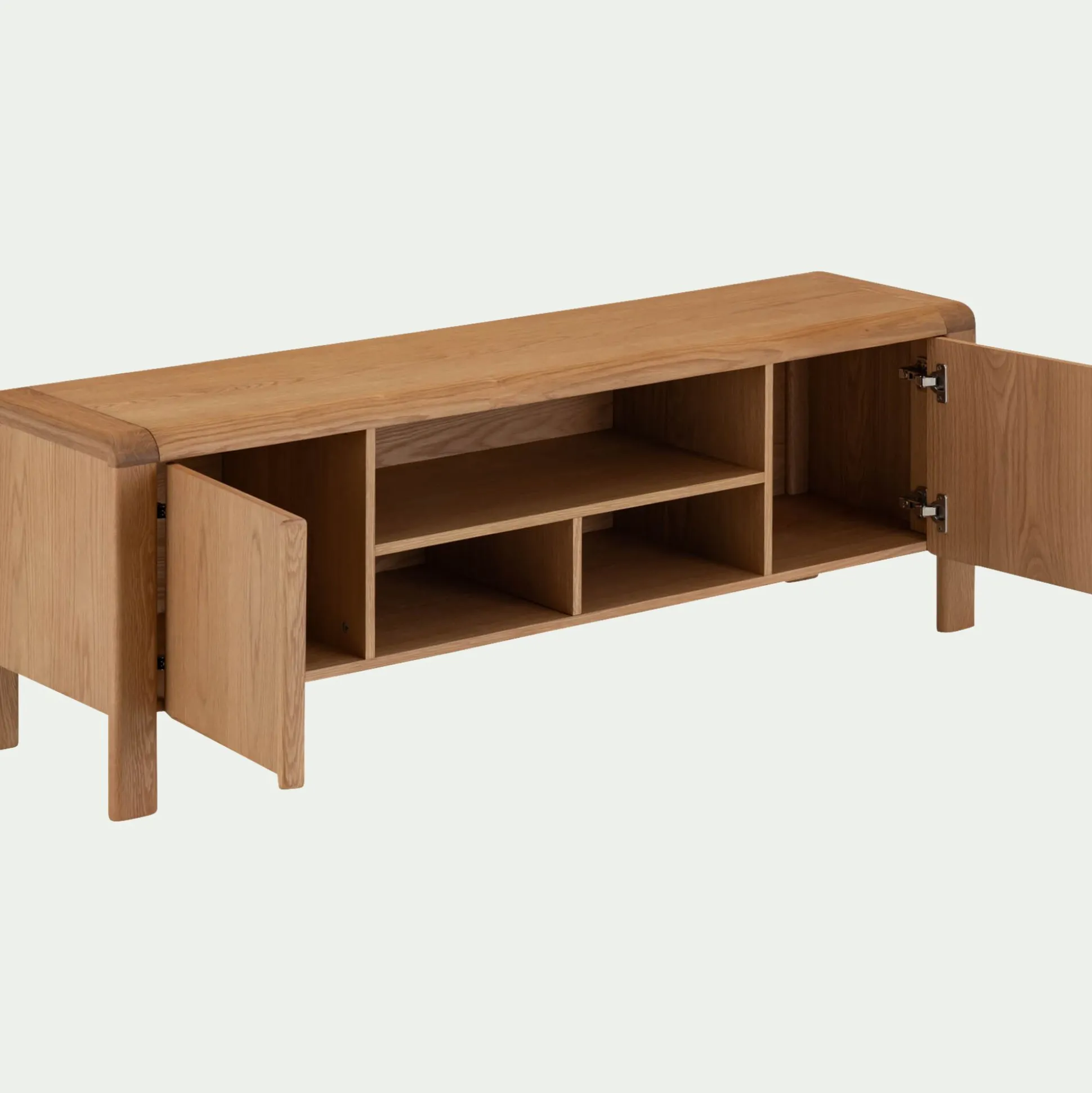 Meuble TV en chêne massif 2 portes - bois clair