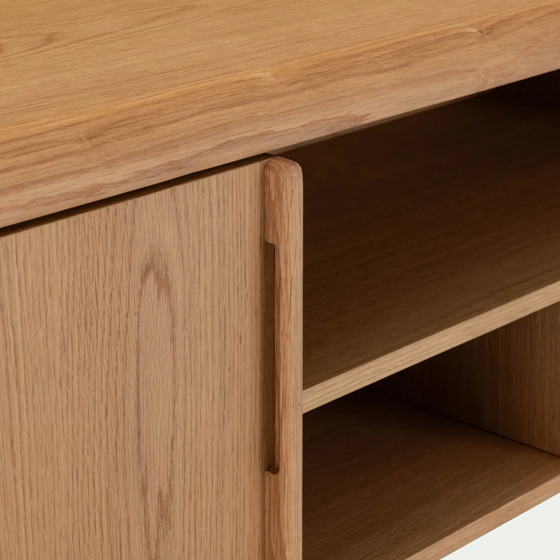 Meuble TV en chêne massif 2 portes - bois clair