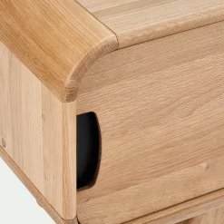 Meuble TV plaqué chêne avec piétement en métal - bois clair L165xH58cm