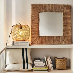 Miroir carré en jonc de mer - naturel 76x76cm