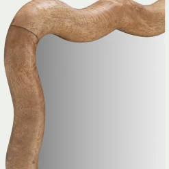 Miroir ondulé en bois de manguier 51x63cm - bois clair