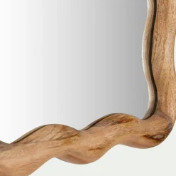 Miroir ondulé en bois de manguier 51x63cm - bois clair