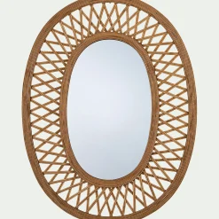Miroir ovale cannage en bambou - naturel H81cm