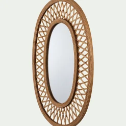 Miroir ovale cannage en bambou - naturel H81cm