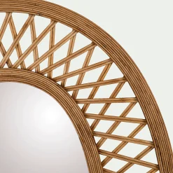 Miroir ovale cannage en bambou - naturel H81cm