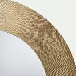 Miroir rond en aluminium côtelé - doré D88cm