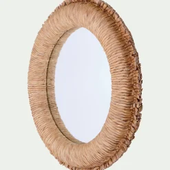 Miroir rond en jacinthe d'eau D61cm - naturel
