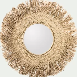 Miroir rond en jonc de mer - naturel D100cm
