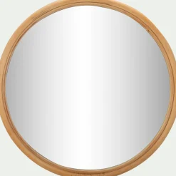 Miroir rond en rotin D60cm - naturel