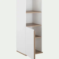 Module 1 porte et 2 niches en bois effet chêne H136XL50cm - blanc