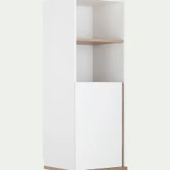 Module 1 porte et 2 niches en bois effet chêne H136XL50cm - blanc