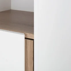 Module 1 porte et 2 niches en bois effet chêne H136XL50cm - blanc