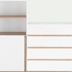 Module 1 porte et 2 niches en bois effet chêne H136XL50cm - blanc