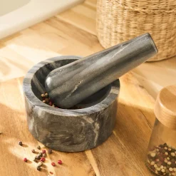 Mortier et pilon en marbre - gris