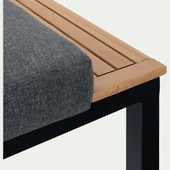 Méridienne de jardin en aluminium et eucalyptus - noir (2 places)