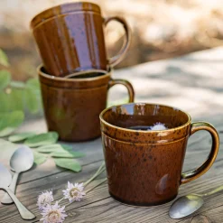 Mug avec anse en grès 50cl - jaune argan
