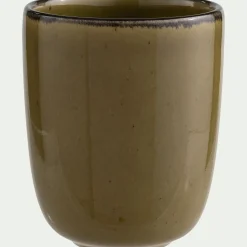 Mug sans anse en grès D8cm - vert mousse