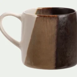 Mug tricolore en grès 39,5cl - marron