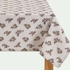Nappe en coton motif floral 150x250cm - blanc