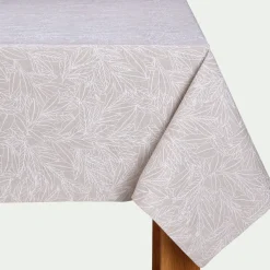 Nappe motif laurier en lin et coton - blanc 150x250cm