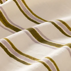 Nappe rayée en lin et coton 145x250cm - beige