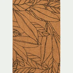 Paillasson en fibres de noix de coco et revers en vinyle à motifs laurier - naturel 80x50cm