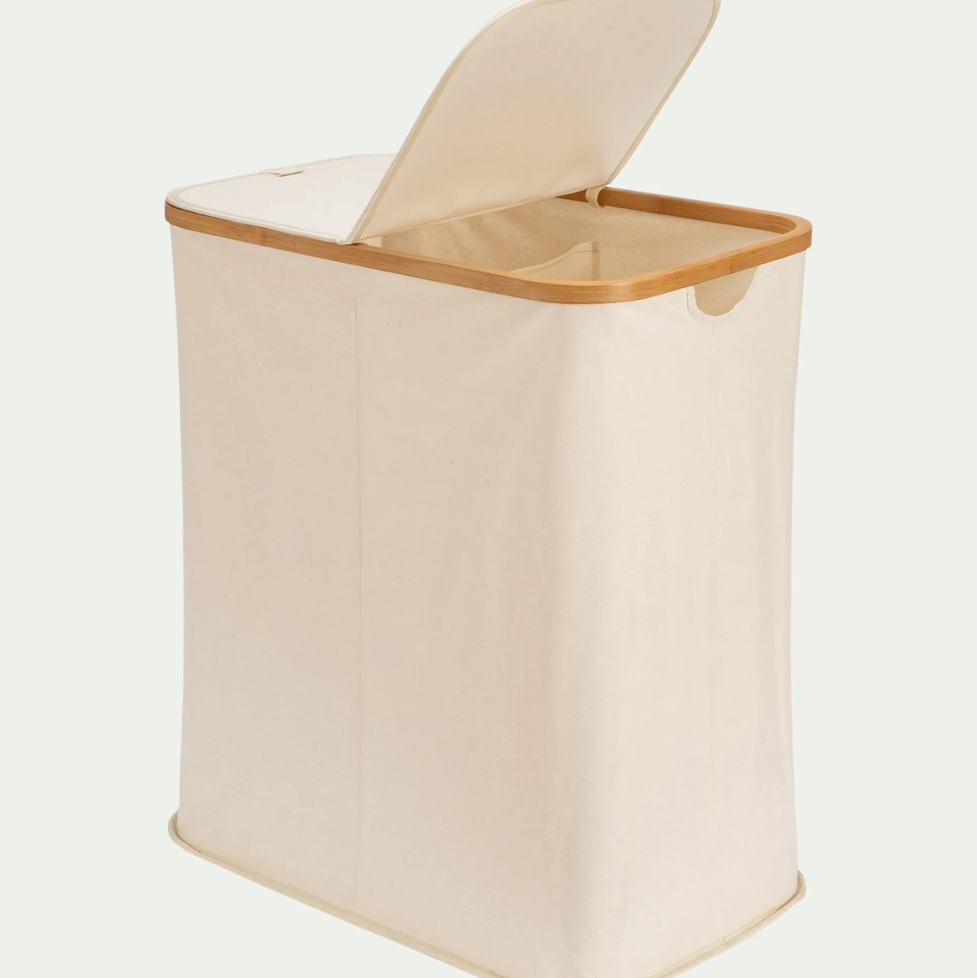 Panier à linge en polycoton et bambou H60xL54cm - blanc