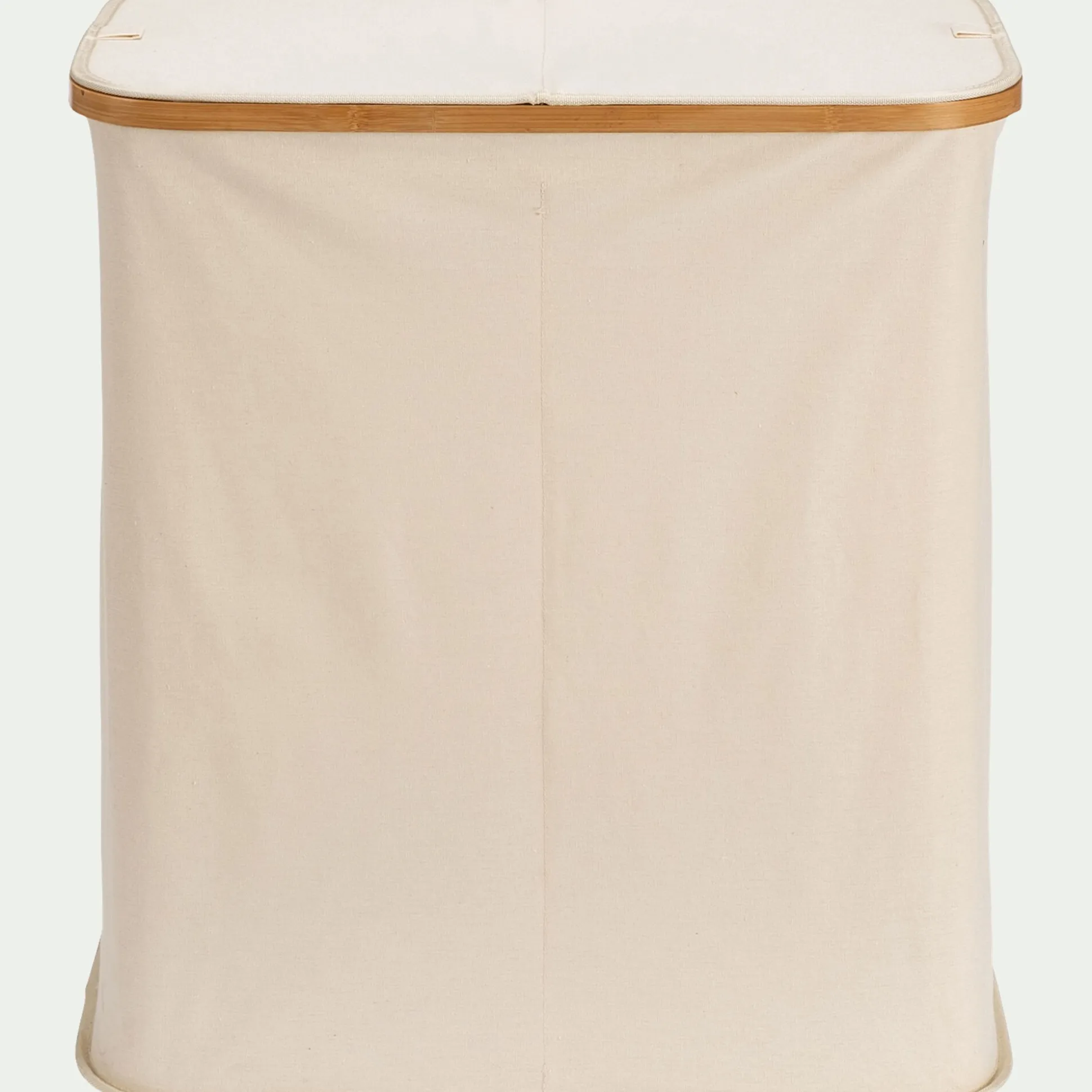 Panier à linge en polycoton et bambou H60xL54cm - blanc