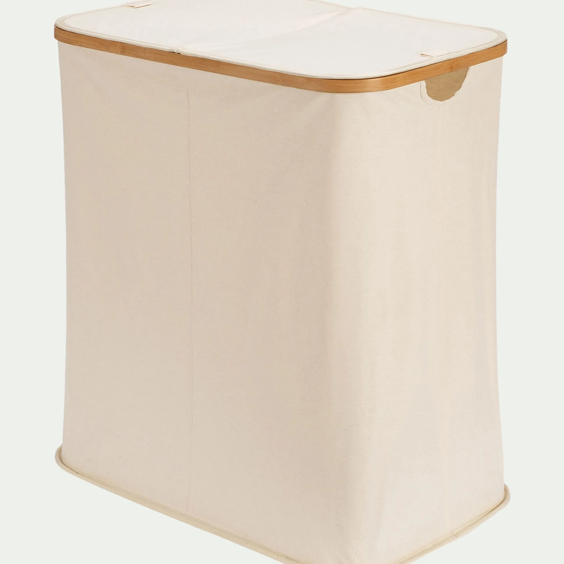 Panier à linge en polycoton et bambou H60xL54cm - blanc