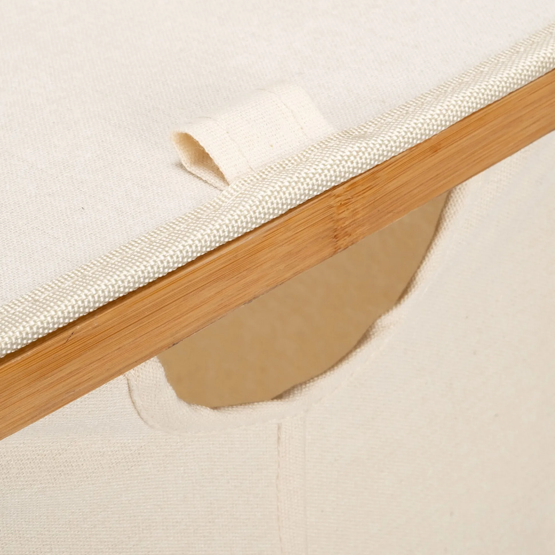 Panier à linge en polycoton et bambou H60xL54cm - blanc