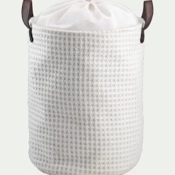 Panier à linge en tissu H50xD38cm - blanc
